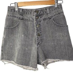 Vintage Authentic whipp 90’s ladies cut off short button fly gray acid wash 11